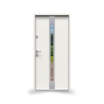 Drzwi GERDA SELECT.MILANO 9 (NS2) , 90E, Prawe, Otwierane na zewnątrz, Biały, Szyba mira star, BLOK Z, DUOTHERM 75, Biały, Próg aluminiowy z uszczelką, Zestaw mont. oścież.