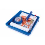 ZESTAW MALARSKI 18cm MIKROFAZA (wałek mikrofaza 18cm, uchwyt 18cm/8mm, kuweta 25/31cm, folia malarska 4/5,taśma BLUE 48mm/25m, pędzel płaski 36