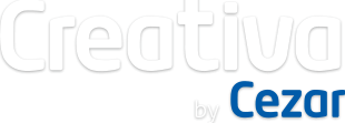 Creativa by Ceza logo in white and blue on a black background
