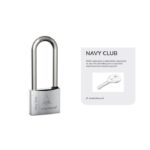 Silver Navy Club padlock beside a product card displaying NAVY CLUB and a key image (3 keys total).