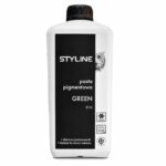 White plastic bottle with a black vertical label featuring the word STYLE and Polish product text; black cap on top and small graphic badge near the bottom.
