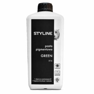 White plastic bottle with a black vertical label featuring the word STYLE and Polish product text; black cap on top and small graphic badge near the bottom.