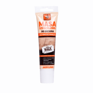 Tube of quick-drying acrylic wood filler for all types of wood, white color