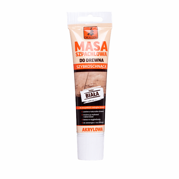 Tube of quick-drying acrylic wood filler for all types of wood, white color