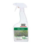 White spray bottle with a green label reading 'Mchy i Glony' (moss and algae) and a net-like image on the front, suggesting a cleaning product for surfaces.