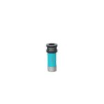 Small turquoise cylindrical part with a knurled silver bottom and black top, centered on a white background (likely a connector or adapter).