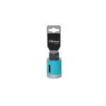 Turquoise handheld tool with a metal blade labeled 'Platinum series'; appears to be a small bottle opener or similar prying tool for caps.