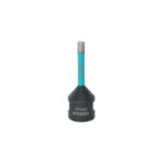 Turquoise diamond grinding burr mounted on a black conical tool holder.
