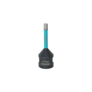 Turquoise diamond grinding burr mounted on a black conical tool holder.