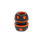 Two-piece black and orange plastic seal or gasket, stacked with circular grooves.