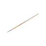 Wooden-handled flat paintbrush with metal ferrule and beige bristles on a white background