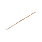 Flat-faced wooden paintbrush with metal ferrule and light bristles. Used for painting or glazing surfaces.