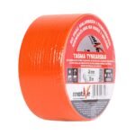 Orange plastering tape roll with a red label showing 48 mm by 20 m and the word 'Taśma tynkarska' in white text on the label.