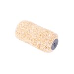 Beige shaggy paint roller sleeve with a gray plastic core