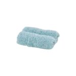 Soft blue microfiber cleaning mitt (wash mitt) with fluffy texture for cleaning surfaces