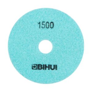 Blue-green 1500-grit sanding disc with a center hole, labeled BIHUI.