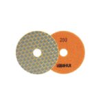 Two circular sanding discs: a gray honeycomb-pattern polishing pad and an orange 200-grit abrasive disc (BiHUI).