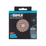 BIHUI Diamond Polishing Pad packaging with blue strip; circular window reveals the honeycomb-pattern pad inside.