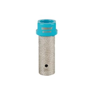 Cylindrical metal adapter with a bright blue top labeled '20MM' at the crown.