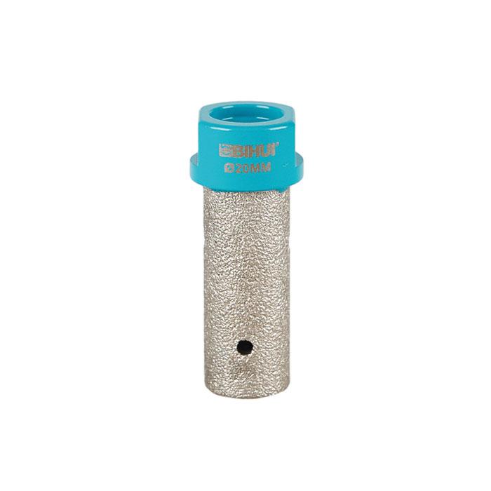 megabudowlany-bihui-frez-diamentowy-m14-50-60-20mm-sklep-budowlany - Mega Budowlany Cylindrical metal adapter with a bright blue top labeled '20MM' at the crown.