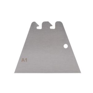 Triangular metal blade with a serrated bottom edge, a circular hole on the right, and three top notches; marked A1.