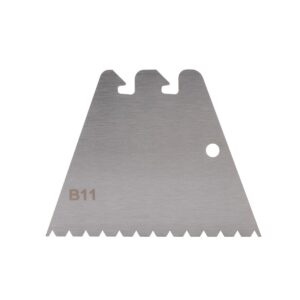 Triangular metal blade with a serrated bottom edge and a mounting notch; labeled B11.