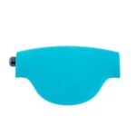Blue ergonomic plastic device with a small black knob on the left and a curved bottom, brand embossed on the side.