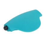 Blue silicone handheld device with a black knob tip and three small raised buttons along its top edge; appears to be a protective cover or stylized grip for a small tool.