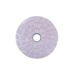 Purple circular abrasive sanding disc with a central hole and radial segmented texture