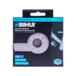 Package for BIHUI vacuum brazed diamond polishing pad, size #50, 100 mm (4") diameter, shows the circular polishing disc with textured segments on a dark box. Intended for professional tiling tools.",