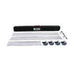 Glass installation toolkit with four suction cups, long aluminum rails, and a black BIHUI case labeled BIHUI.