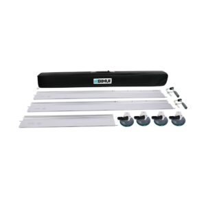Glass installation toolkit with four suction cups, long aluminum rails, and a black BIHUI case labeled BIHUI.
