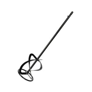 Handheld electric mixer with whisk attachment, shown diagonally on a white background.