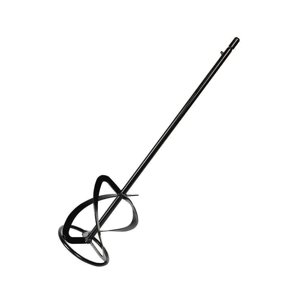 Handheld electric mixer with whisk attachment, shown diagonally on a white background.