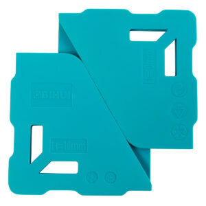 Turquoise plastic gauge tool with multiple cutouts and the label H=10mm, used for measuring or aligning materials (BiHUI branding).