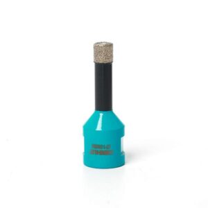Turquoise diamond-coated grinding burr on a black shank, used for precision shaping in rotary tools.