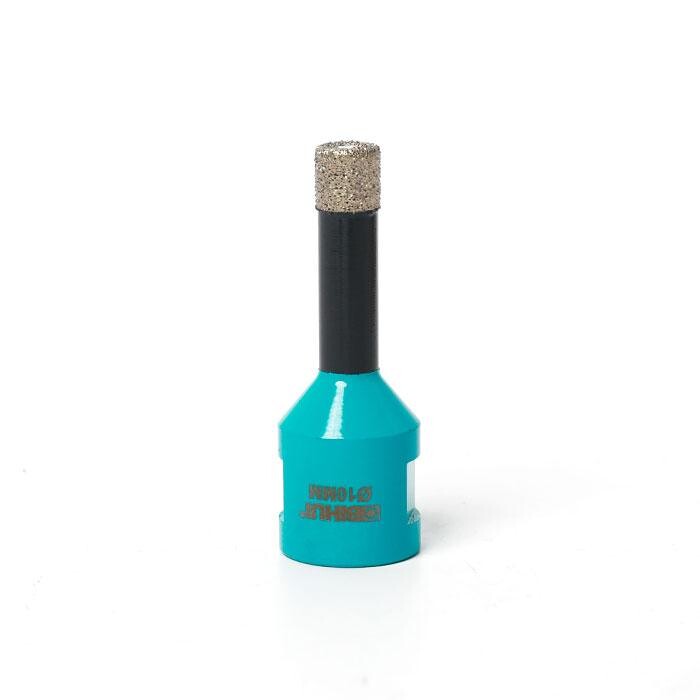 megabudowlany-bihui-otwornica-diamentowa-m14-10mm-sklep-budowlany - Mega Budowlany Turquoise diamond-coated grinding burr on a black shank, used for precision shaping in rotary tools.