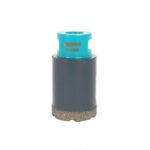 40mm hole saw core drill bit with turquoise top and dark grey body on a white background