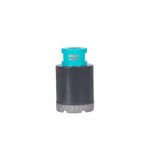 Diamond core drill bit with a turquoise collar labeled Ø45mm atop a dark cylindrical body and a diamond‑coated base edge.