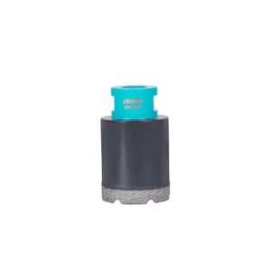 Diamond core drill bit with a turquoise collar labeled Ø45mm atop a dark cylindrical body and a diamond‑coated base edge.