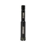 Black drill accessory marked Ø10MM with a hex shank and diamond-coated cutting end, used for making small holes.