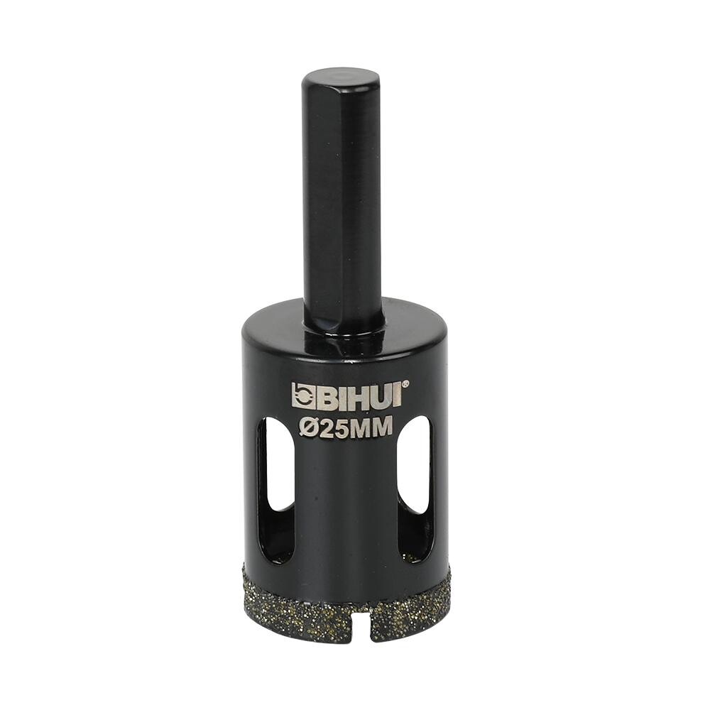 megabudowlany-bihui-otwornica-diamentowa-na-mokro-27mm-sklep-budowlany2 - Mega Budowlany Hole saw drill bit, 25 mm diameter, black with gold grit cutting edge and brand BIHUI on the side
