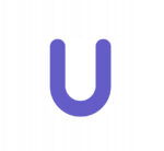 Purple rounded U-shaped icon on a white background, likely a logo or brand mark.