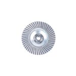 Circular flap disc with radial abrasive flaps and a central mounting hole, used for grinding/smoothing metal surfaces.